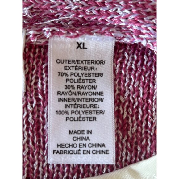 Elegant Pink Gradient Sparkle Knit Cardigan & White Top With Necklace - Picture 10 of 10